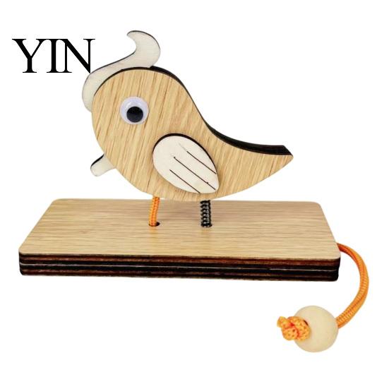 Rustic Entryway Decoration Wooden Woodpecker Door Knocker, Knocker with Pull Rope, Unique Housewarming Gifts Handmade Cute Doorbell for Shop