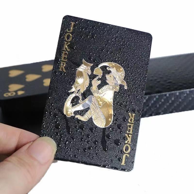 Color Black Gold Rose Playing Card Game Group Playing Cards Waterproof Plastic Poker Suit Magic Package Board Game Party Gift