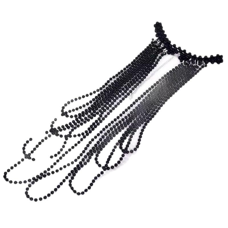 Faux Pearl Tassel Body Chain Sexy Shawl Cheongsam Evening Dress