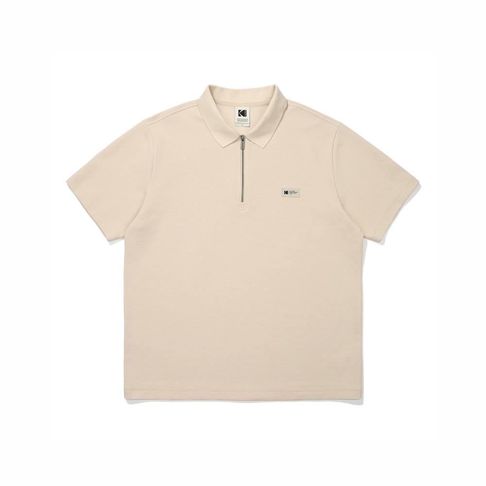 KODAK Aerocool Waffle Washed Collared T-Shirt Ivory