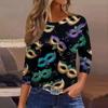 3/4 Length Sleeve Womens Tops Floral Print Vintage Fashion Casual Loose With Round Neck Plus Size Shirts