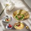 Hot 1PC Thickened New Stainless Steel Disc Golden Cafe Tray Dining Disc Fruit Meat Dessert High Quality Round Plate Shallow Tray