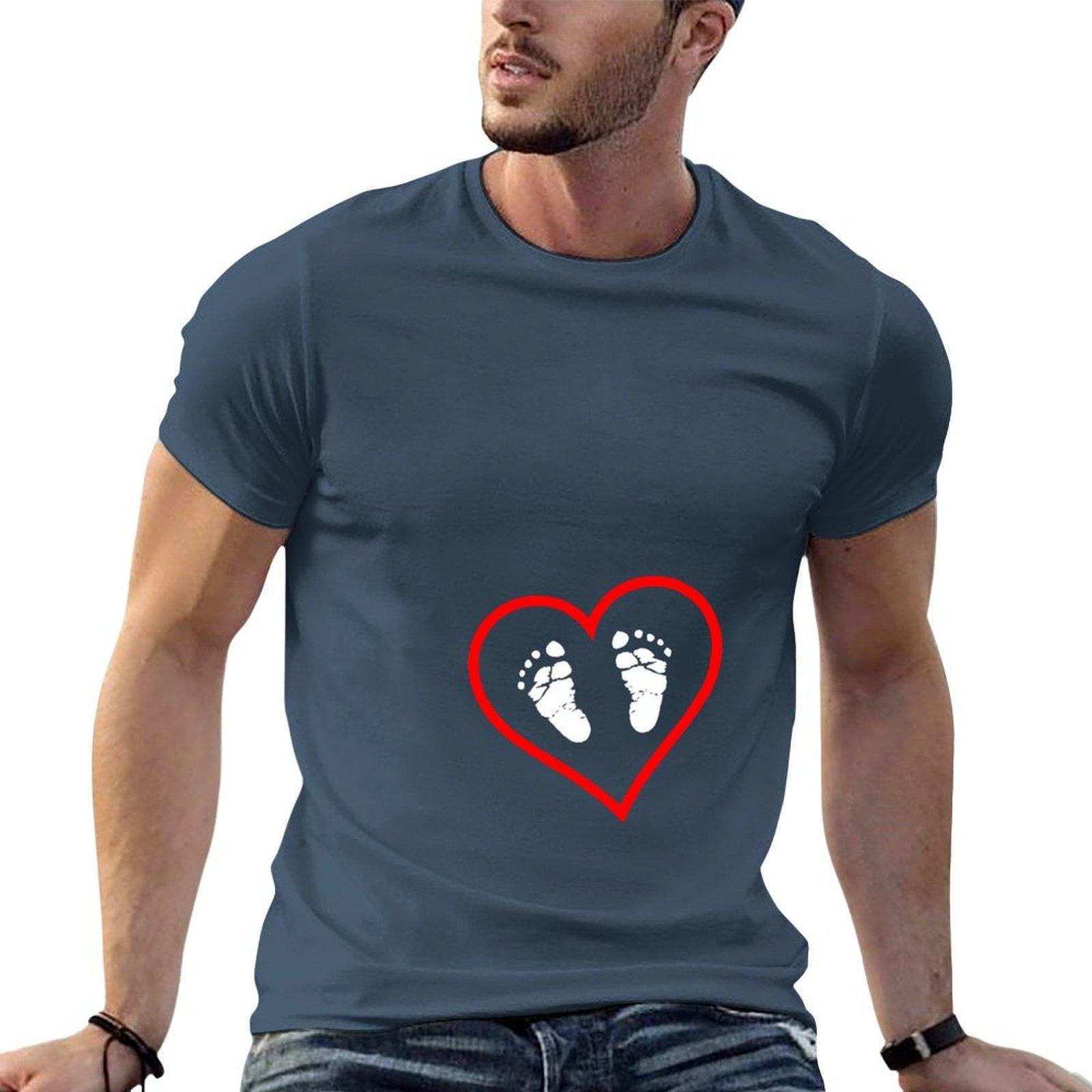 Cute Pregnant Design S Heart With Feet Tshirt Work Basic Short Sleeve Top S