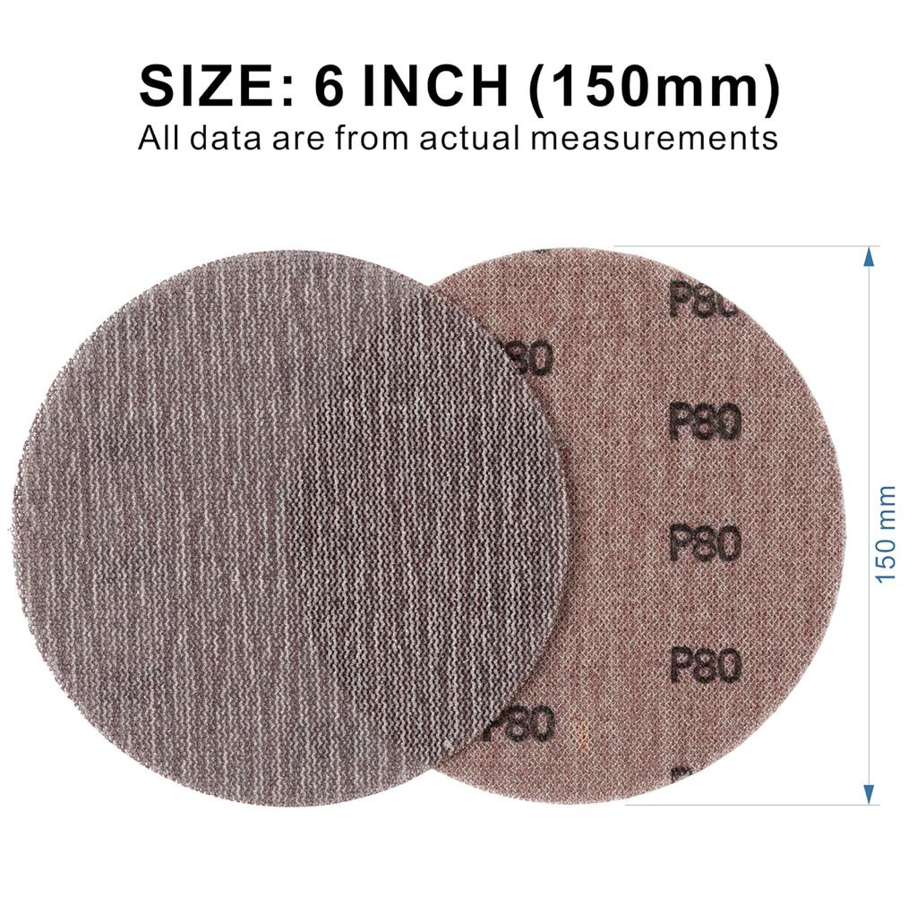 5-6 Inch Mesh Abrasive Sanding Discs Dust-Free 80-1000 Grit Dustless Net Sandpaper Anti-Clog Sheets for Wood Car Drywall