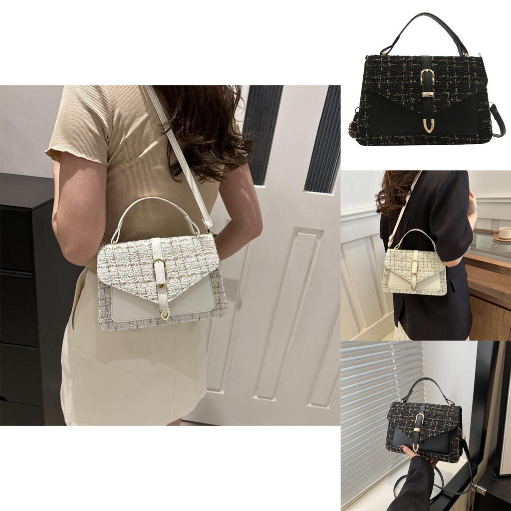 Trendy Street Style Small Crossbody Bag For Women With Chic Chain Handle Black White