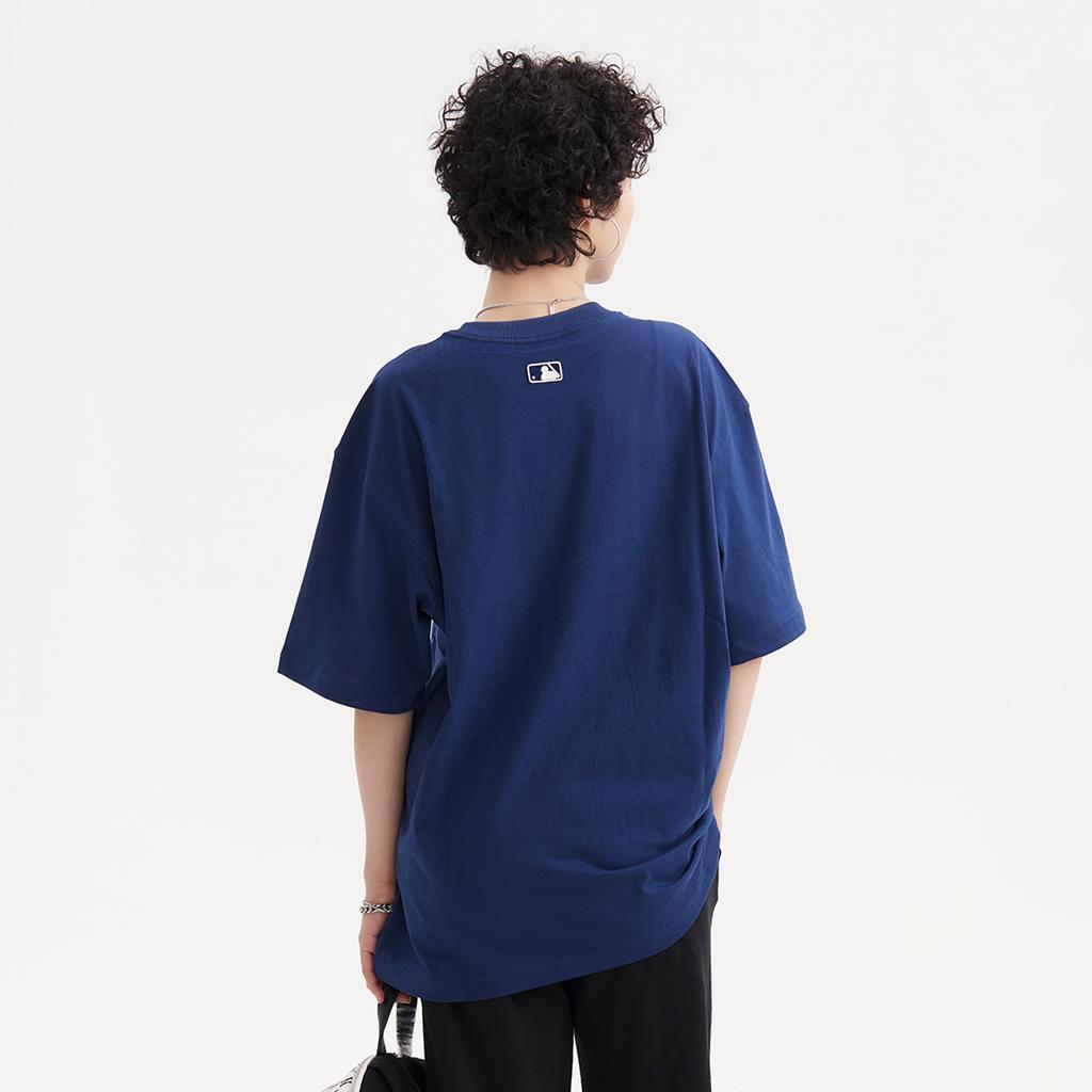 New MLB Set In Sleeve T Shirt Unisex Navy Blue 3ATSI0133-14NYS