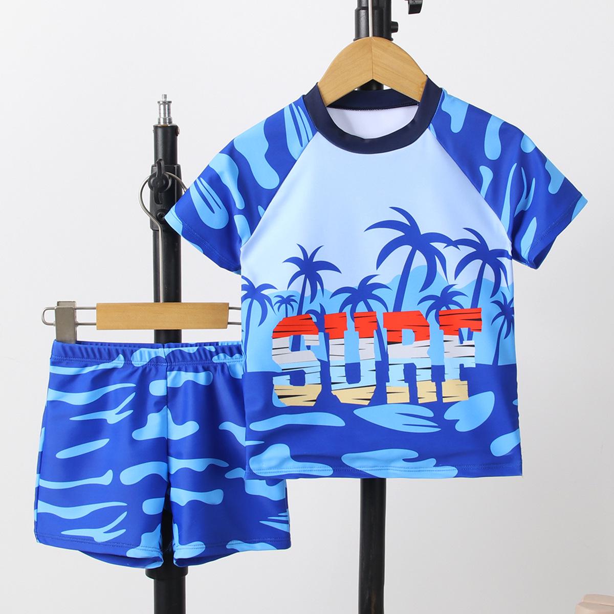 

Детский раздельный быстросохнущий купальник с мультяшным рисунком кокосовой пальмы, 2025 7 Years синий