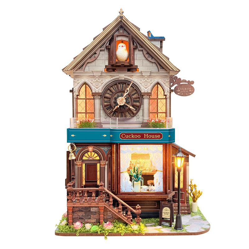 

DIY Wooden Cuckoo House Cottage Figurines Miniatures Kits Assembled Houses Flower Casa for Friends Gifts Home Decor Crafts