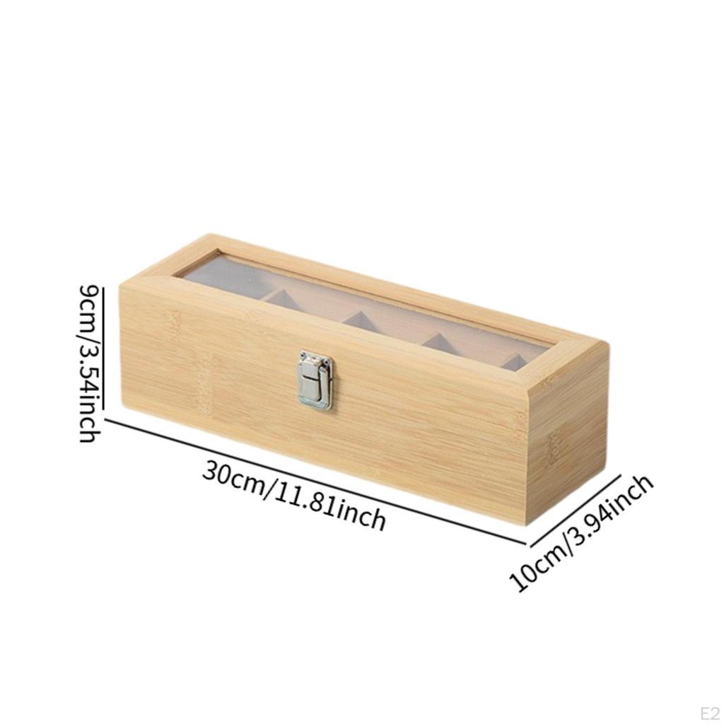 Wood Tea Storage Organizer Compartment Box Coffee Holder for Countertop Desktop Kitchen
