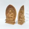 Mini Hotei Buddha Statue, Seven Lucky Gods Figurine, Premium Boxwood Wood Carving (7cm H x 4.5cm W x 2cm D)