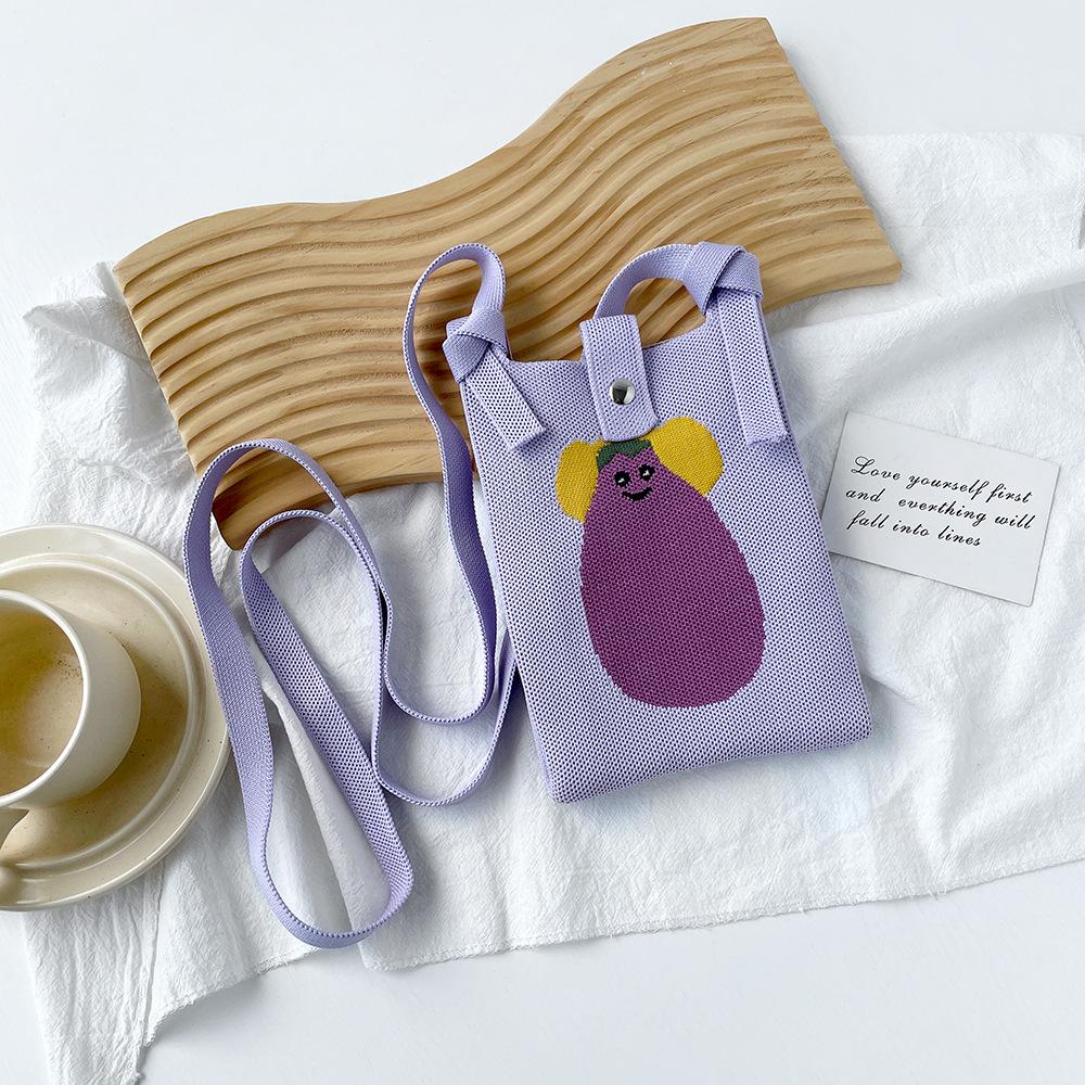 Cute And Sweet Knitted Mobile Phone Bag Shoulder Crossover Handheld Premium Mini Small Bag Mobile Phone Bag