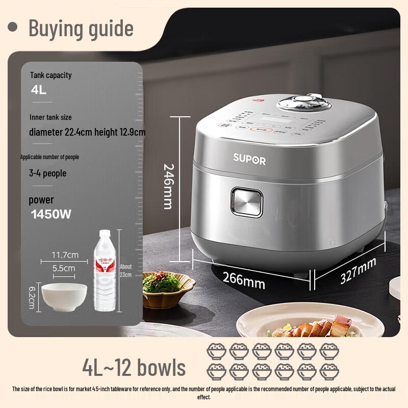 Supor 4L IH Smart Rice Cooker with 0-Coating 316L Stainless Steel Spherical Pot CN plug (adapter included)
