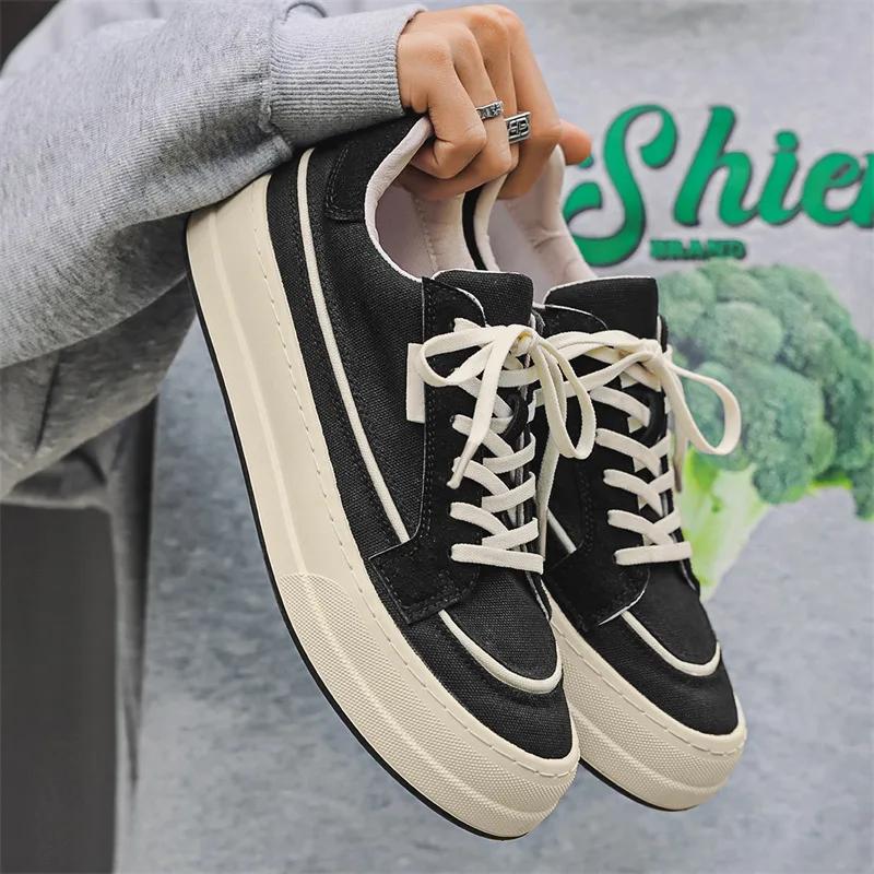 Fashion Men Canvas Casual Shoes Student Flat Skate Shoes Young Man Street Cool Sneaker
