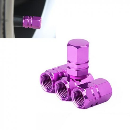4× Purple Aluminum Car Tire Wheel Rims Stem Air Valve Cap Tyre Covers Accessory