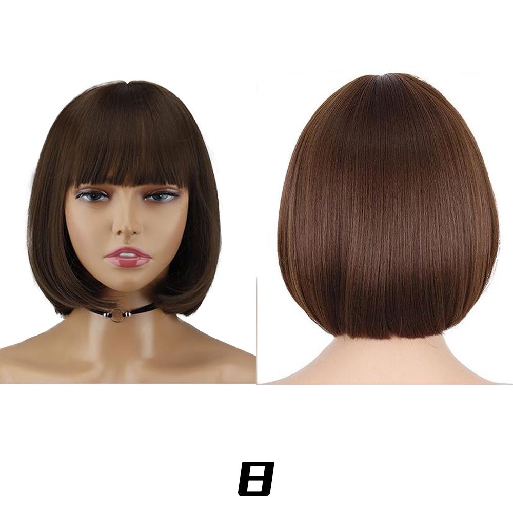 MISSQUEEN Synthetic Chic Bob Wig with Bangs Natural Straight Black Hair Elegant Shoulder-Length Cut Perfect For Women’s Fashion Accessories