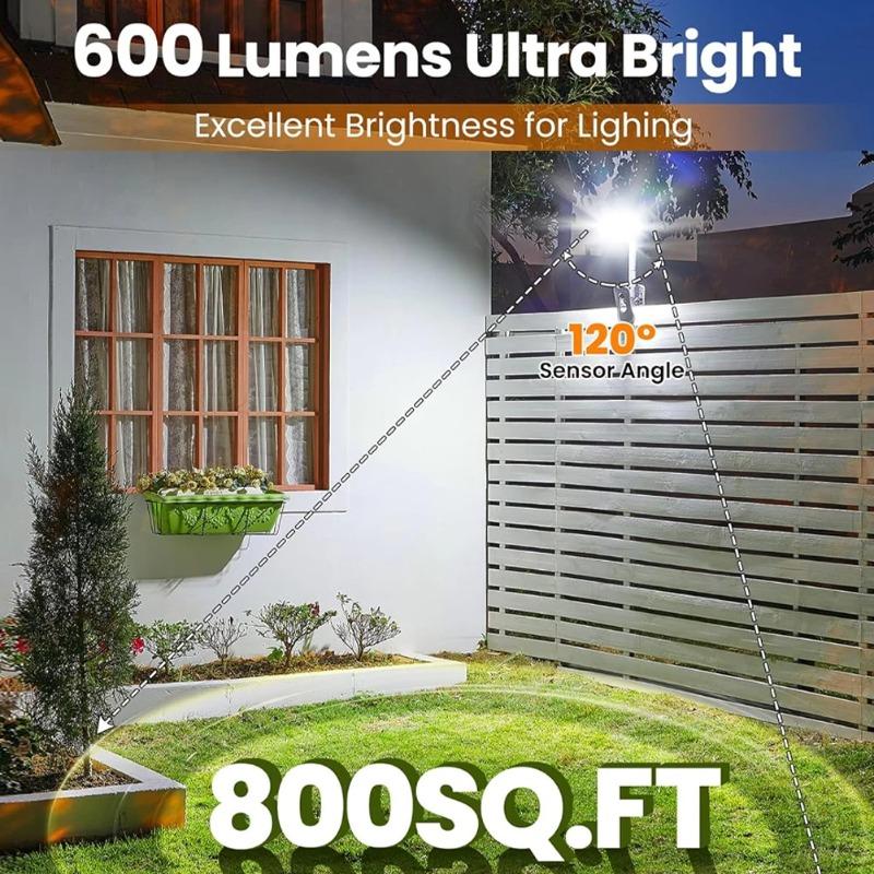 Solar Motion Sensor Wall Lights, Solar Powered Security Flood Lights, Auto On/Off Waterproof Fence Lights for Deck Patio Porch