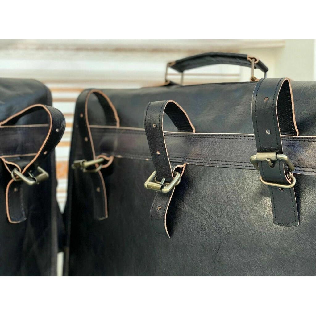 Leather 2 Luggage (Extra Large Black Bags) Motorcycle Side Saddlebags
