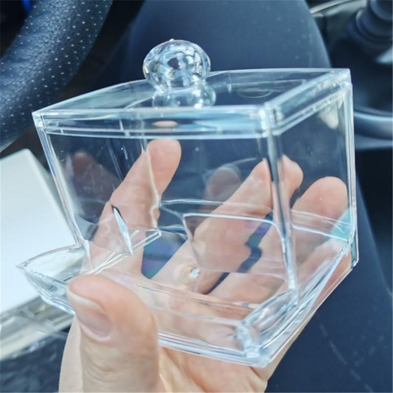 Caja de soporte para almacenamiento de bastoncillos de algodón acrílico, almohadilla de algodón de maquillaje transparente portátil, contenedor de cosméticos, estuche organizador de joyería
