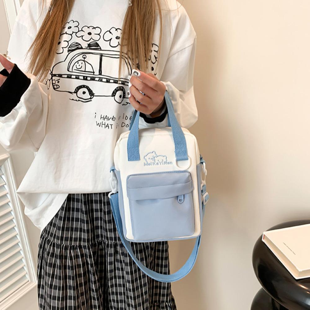 Y2K Cute Cartoon Cat Ita Shoulder Bags Mini Women Casual Crossbody Bag Kawaii Girls Transparent Pocket DIY Display Nylon Handbag