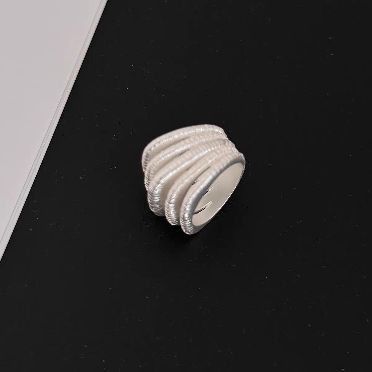 

Silver Brushed Multi-Layer Stackable Women s Ring - High-End, Versatile Fashion Jewelry.