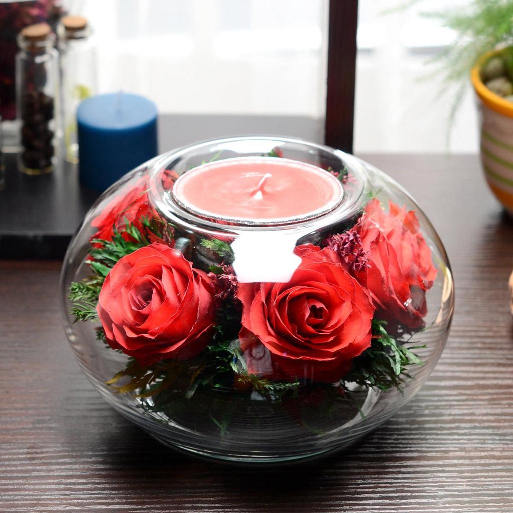 Thailand Red Rose Preserved Flower with Glass Cover – Valentine's and Christmas Gift