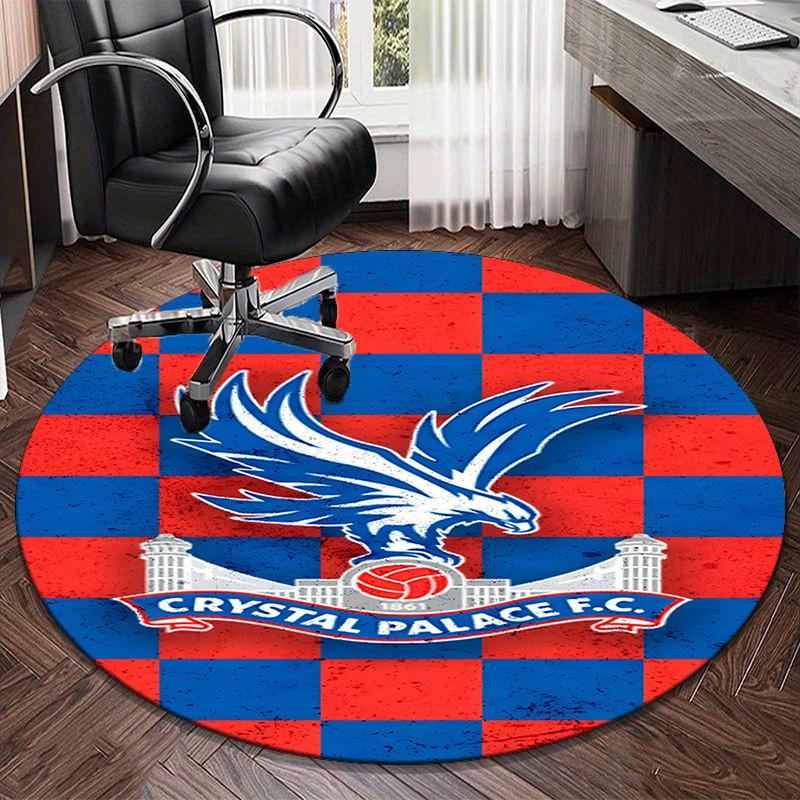 1PC round rug Crystal Fc Crest Printed Round Area Rug ,Rug For Home Office, Round Chair Rug, Decorative Carpet Fan gifts Christmas gift
