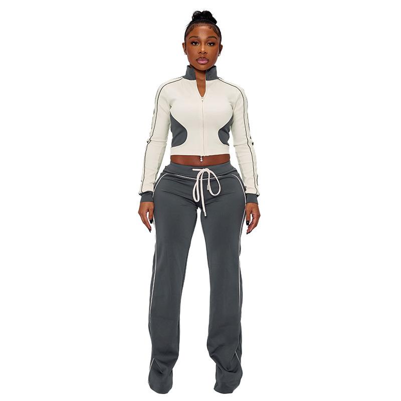 European Style Slimming Sportswear Set: Stand Collar Slim Fit Top & Shorts 2025