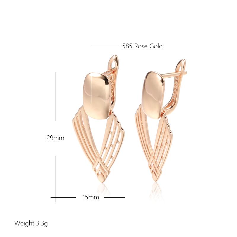 New Fashion Glossy Drop Earring For Women Unusual Geometry Hollow Rose Gold Color Ethnic Bride Daily Fine Jewelry