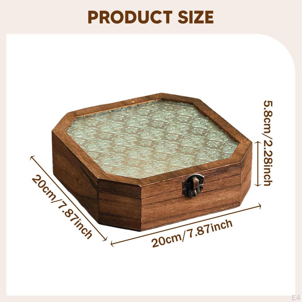 Elegant And Sturdy Wooden Jewelry Storage Box with Lid, Ideal for Earrings, Medals, Bracelets,