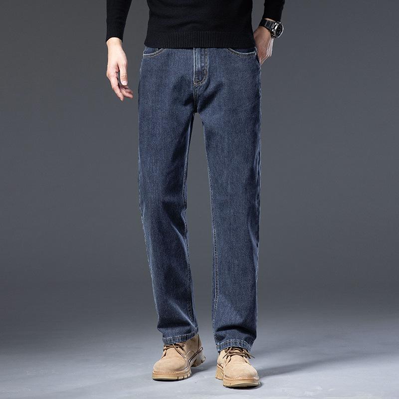 2025 Men's Autumn Wide-Leg Elastic Denim Trousers - Loose, Straight, Casual & Trendy