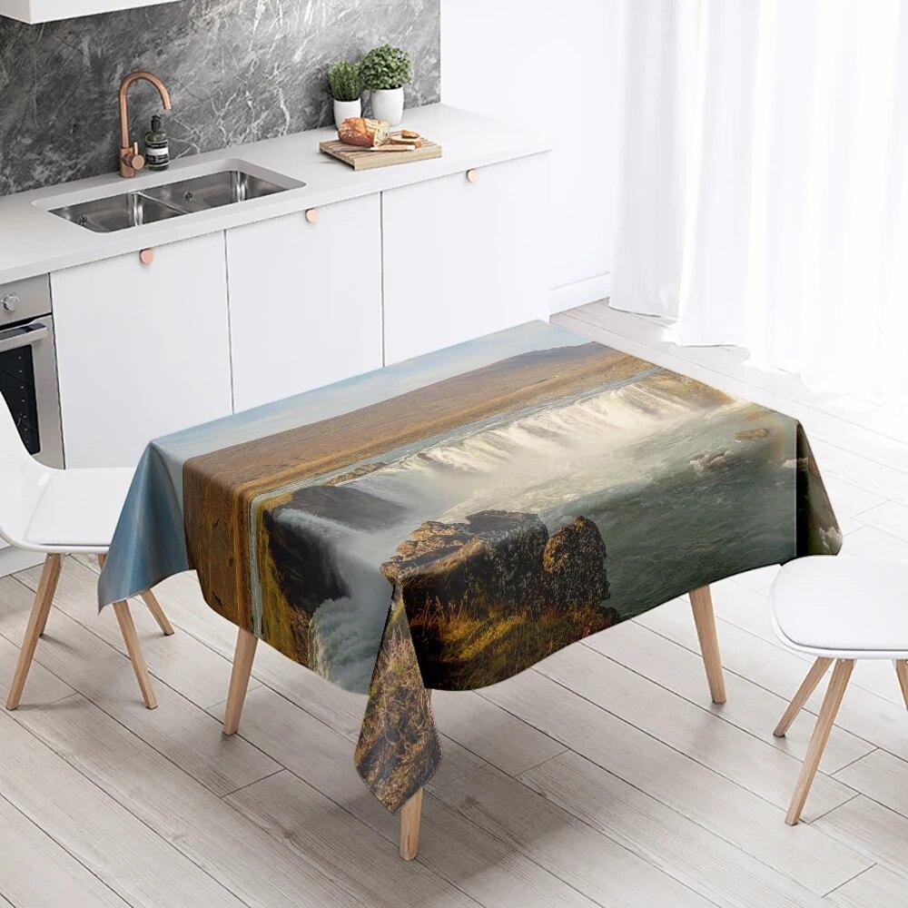 Față de masă cascadă peisaj natural anti-petare impermeabilă dreptunghiul de bucătărie masă de sufragerie decor acasă