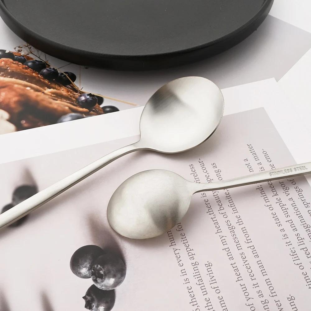 40Pcs Silver Matte Cutlery Set Knife Fork Coffee Spoon Dinnerware Set Stainless Steel Tableware Western Kitchen Flatware Set