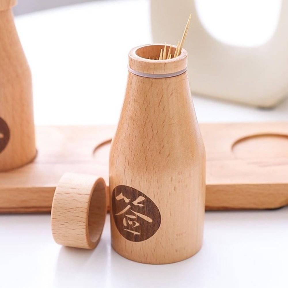 Portable Beech Wood Toothpick Box Wooden Toothpick Storage Container Toothpick Case  Restaurant