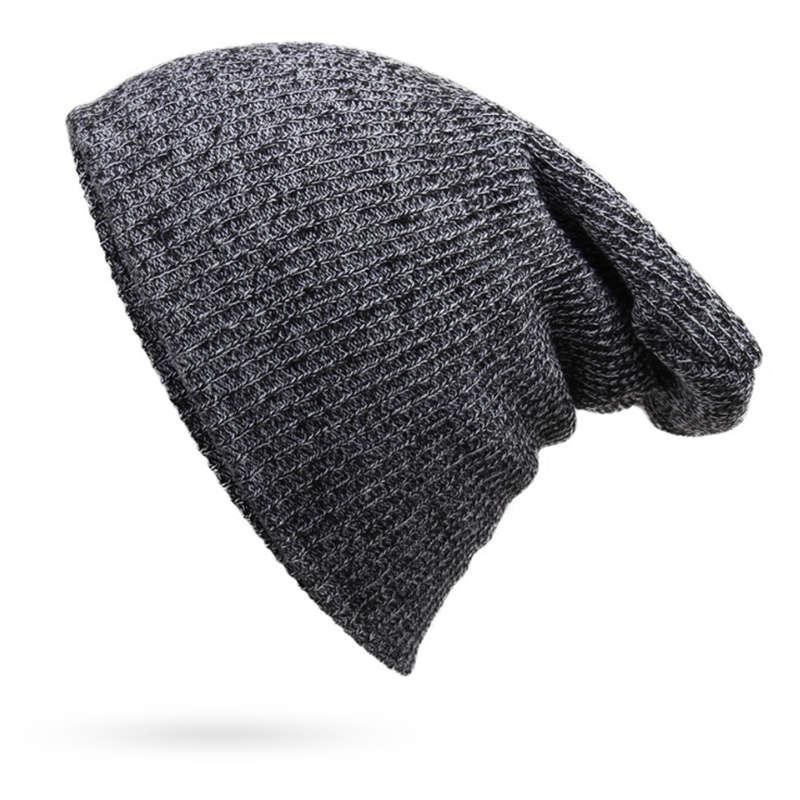 Шапка-бини Осень Зима Вязаная Однотонная Шапки Повседневные Мягкие Шапки Хип-Хоп Бини чёрный