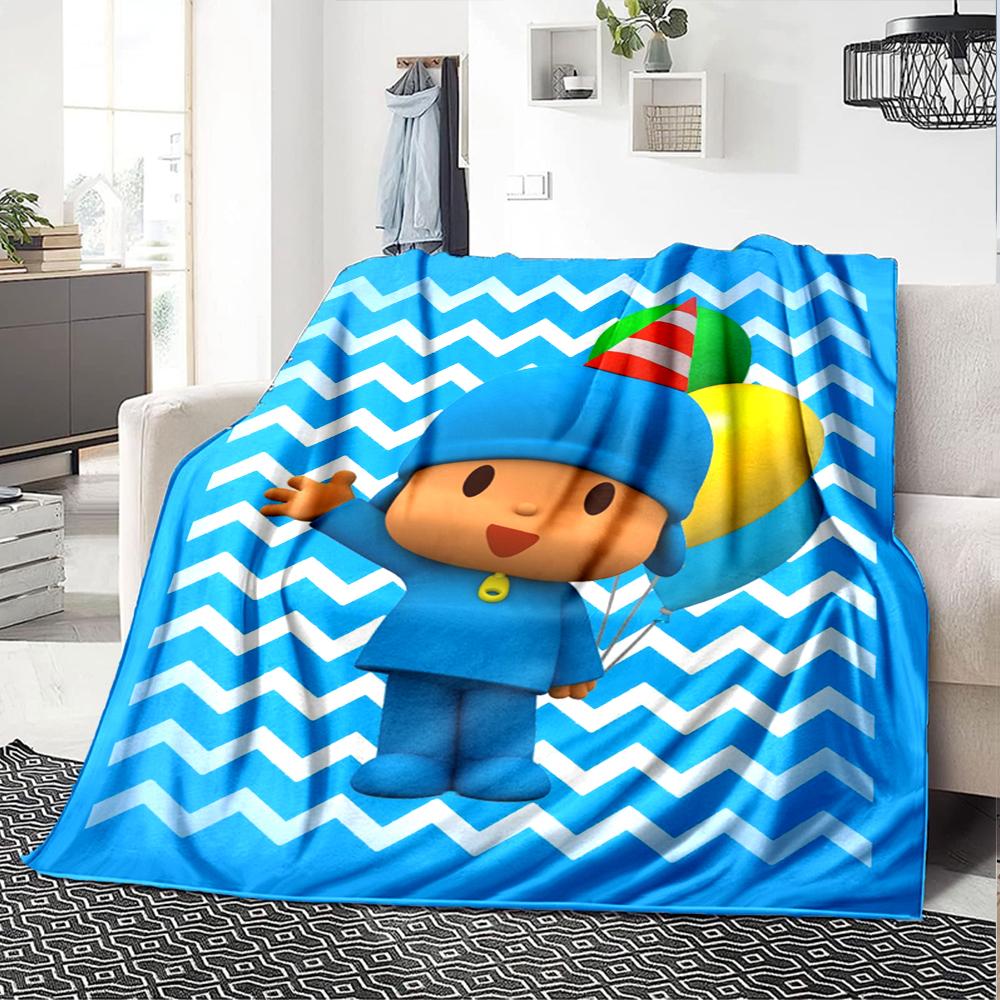 Pocoyo Theme Printed Blanket - Perfect for Couch, Bed, Travel & Outdoor Use | Machine Washable, Cozy & Durable.