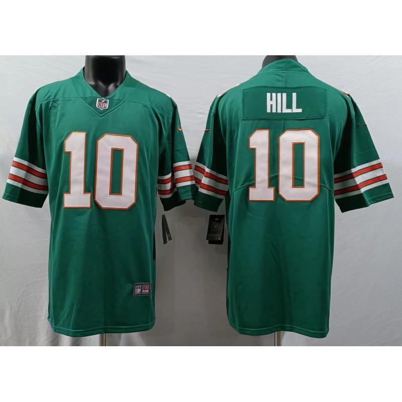 Miami Dolphins NFL Football Jersey T-Shirt Men Cotton Blend Sportswear With Embroidered Player Numbers 1 10 17
