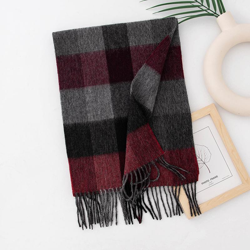 Wool Scarf  Women's Retro Plaid Autumn and Winter New Style Versatile Winter Scarf  Dual Use