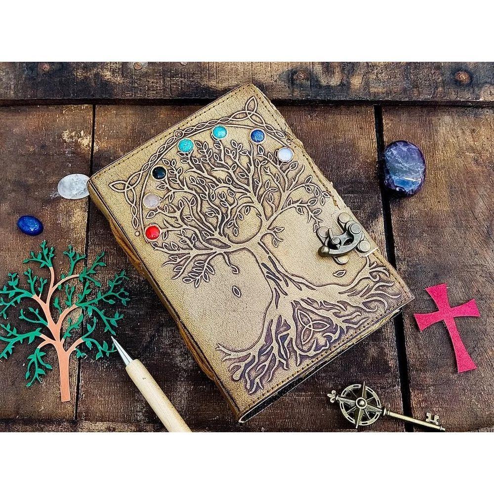 7 Stein Leder Journal Baum des Lebens Notizbuch blanko Skizzenbuch Reisen