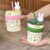Geburtstagsgeschenk Miffy Hase Strohhalm Wasserbecher für Mädchen Keramiktasse mit Deckel Büro Kaffeetasse Souvenirgeschenk