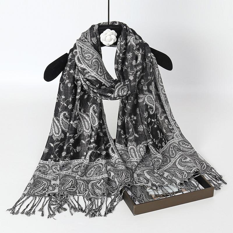 Luxusmarke Herbst Kaschmir-Jersey Schal Damen Schal Warmer Winterschal Design Bedruckt Damen Muslim Baumwollschal Schal