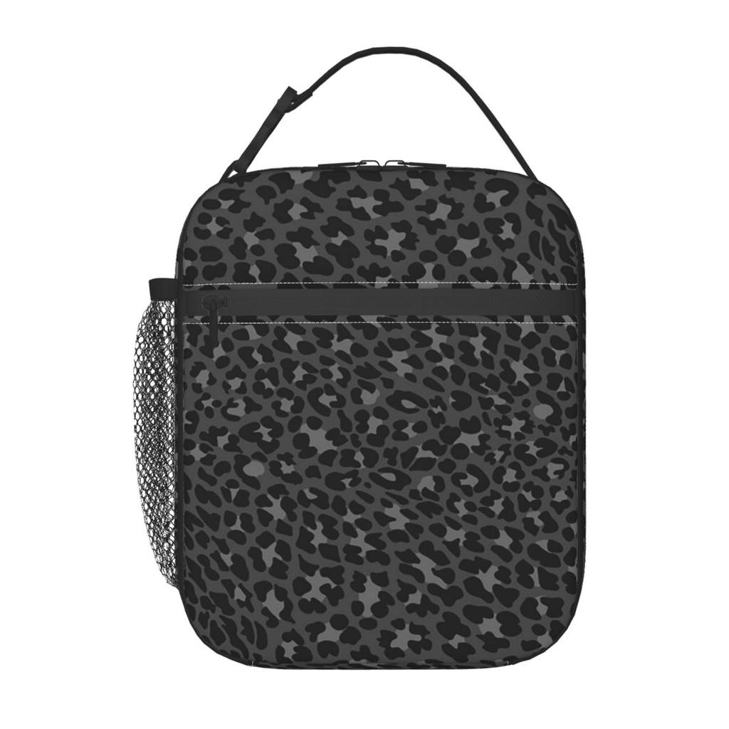 Zwarte Panter Huidpatroon Geïsoleerde Lunchtas voor Kinderen School Koeltas Thermische Voedseldoos Tote Draagbare Lunchboxen Container