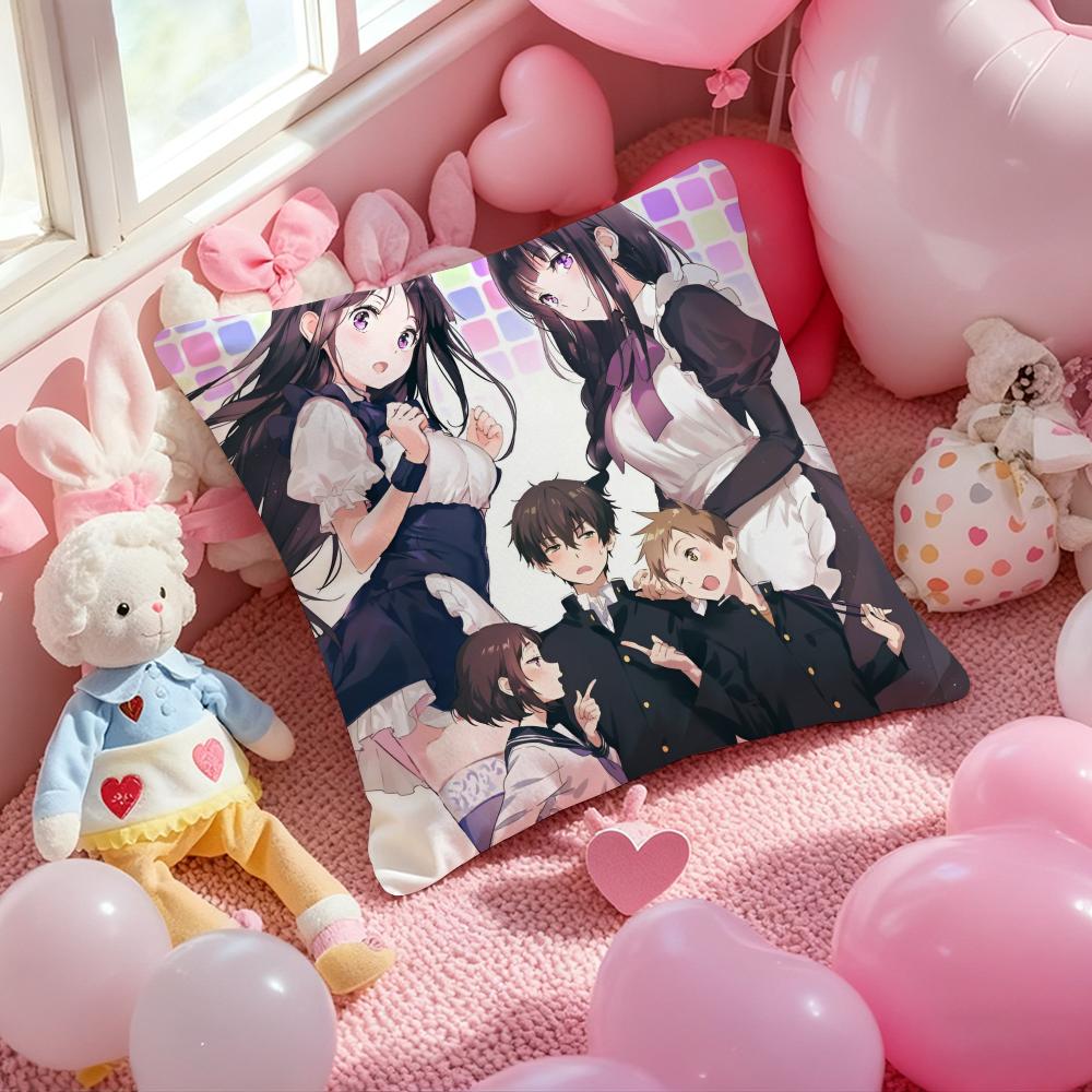 Anime Hyouka Cushion Cover Pattern Printed Pillowcase for Living Room Sofa Cushion Cover & Bedroom Decor