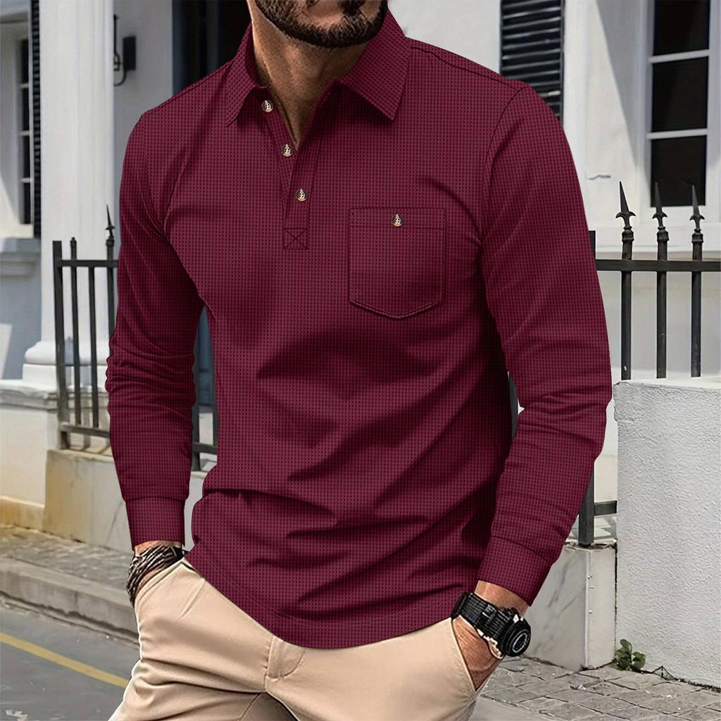 Men's Long Sleeve Shirts 2025 Fashion Casual T Shirt Slim Fit Shirt Collared  Work Golf Shirt