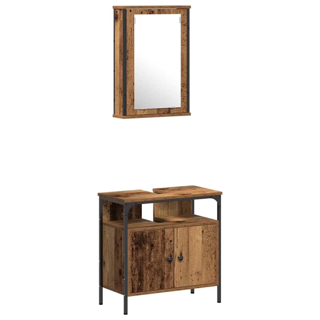 Bathroom Furniture Set with Storage 3 pcs Brown 33 x 33 x 120.5 cm