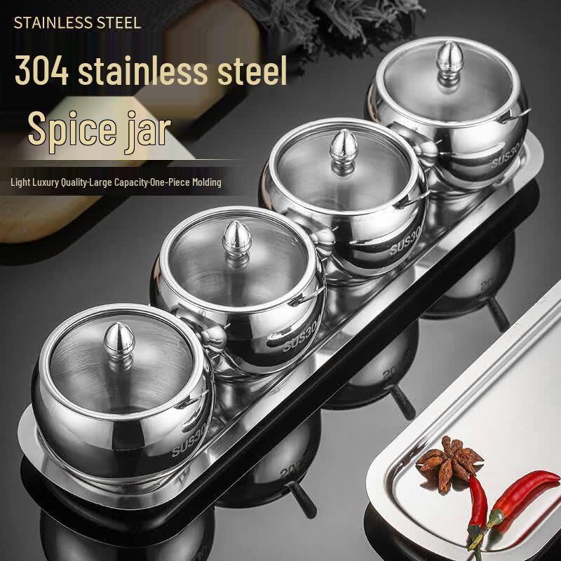 304 Stainless Steel Triple Spice Jar Set