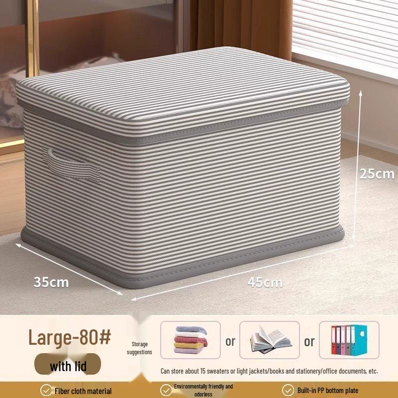 Faltbare gestreifte Aufbewahrungsbox mit Deckel für Kleidung und Socken