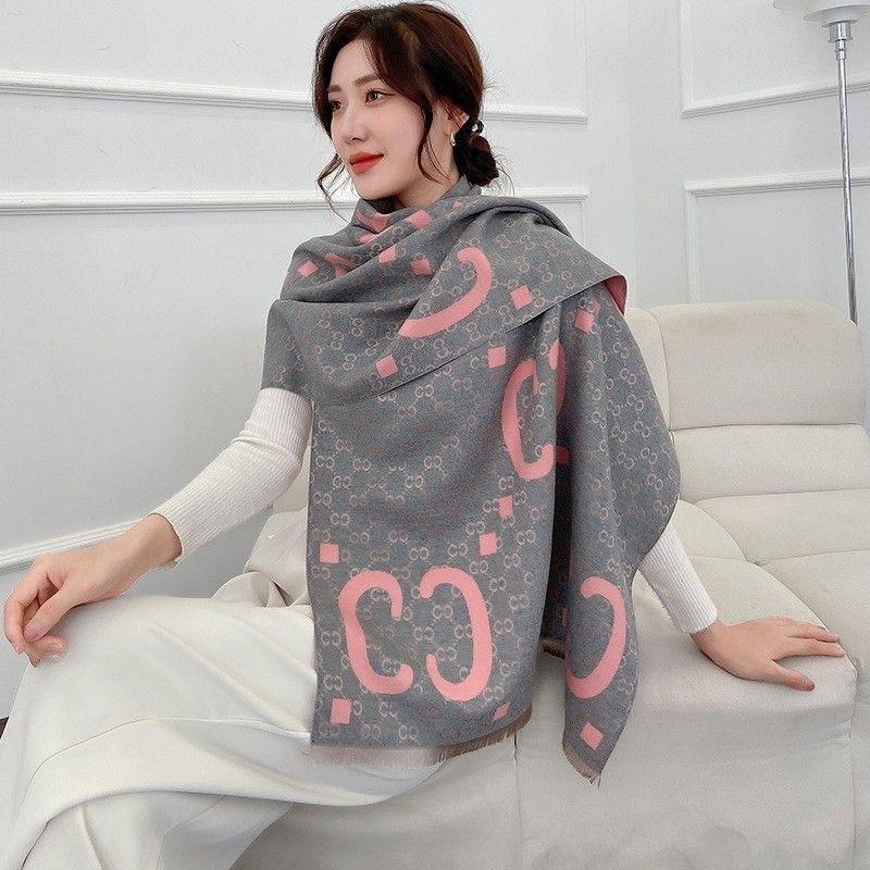New European and American Style Autumn and Winter Versatile Warm Autumn and Winter Scarf for Women High End Imitation Cashmere Letter Shawl