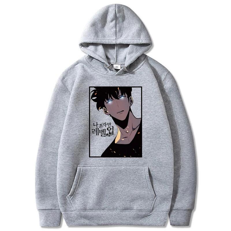 Solo Leveling Anime Mikina s kapucí Sung Jin Woo Potisk s kapucí Pánská Dámská Streetwear Zimní Teplá Fleecová Mikina Nadměrná Velikost Pulovr