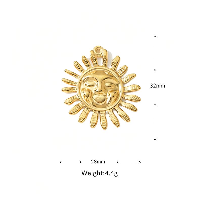 Golden Smiley Sun & Moon Stainless Steel Pendant
