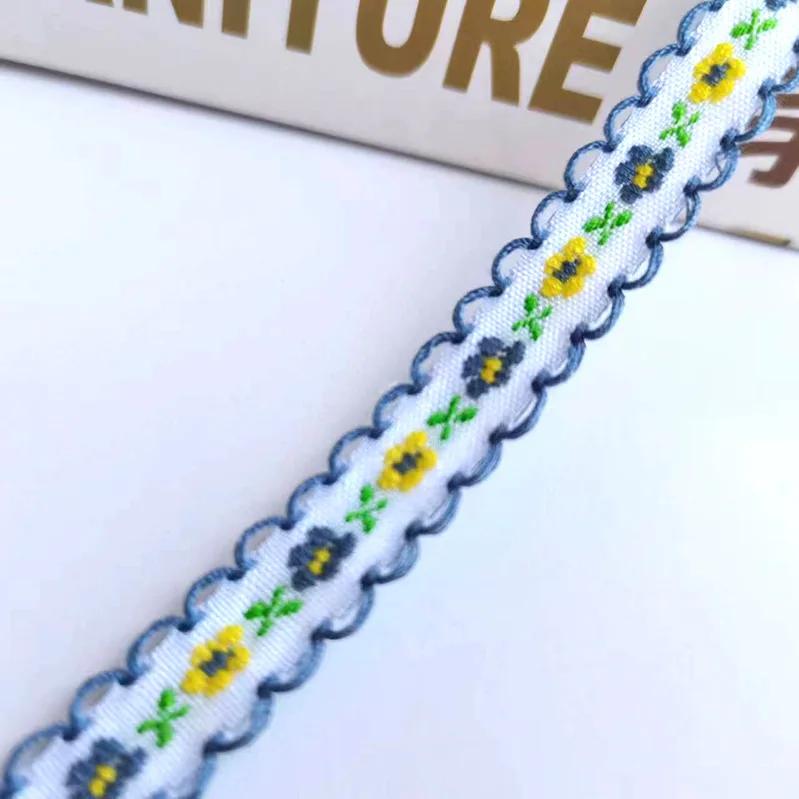 1cm Wide 22yard Ethnic Embroidery Lace Trim Countryside Style Ethnic Woven Ribbon Decoration Small Floral Clothing Accessory